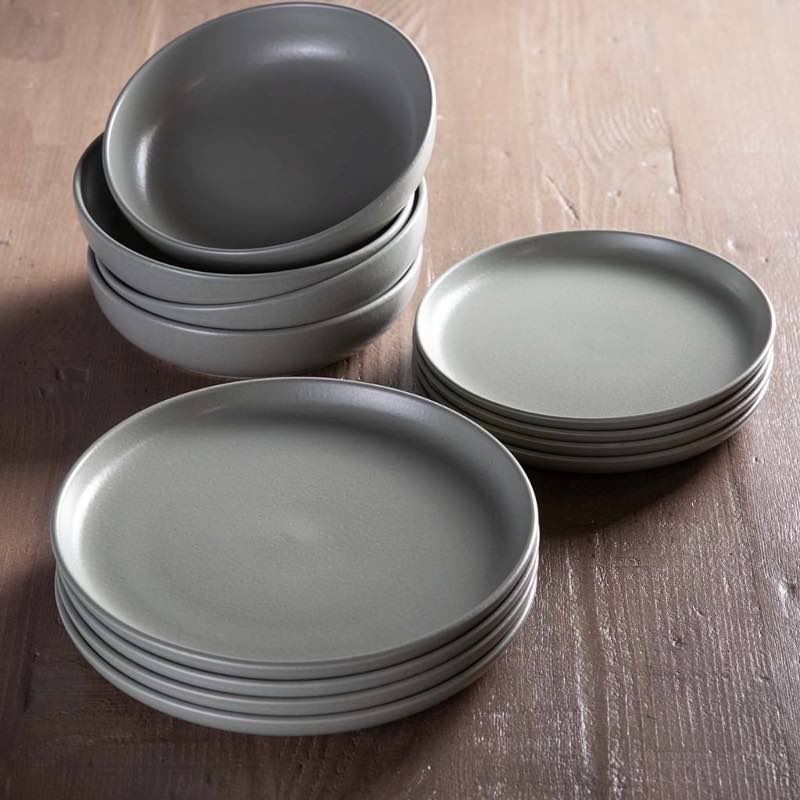 Pacifica Dinnerware Set with Pasta Bowls, Set of 12 - Artichoke